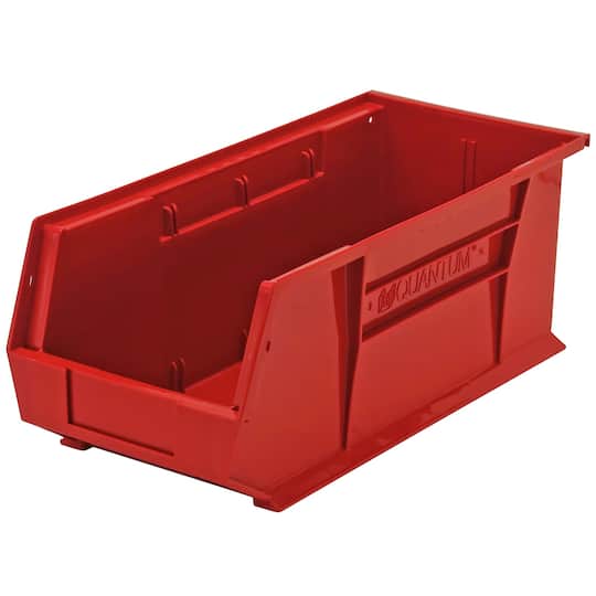 Quantum Storage Polypropylene Hang & Stack Bin: 8-1/4" OAW, 18" OAL, 7" OAH, Red - 80.000 lb Capacity | Part #QUS248RD